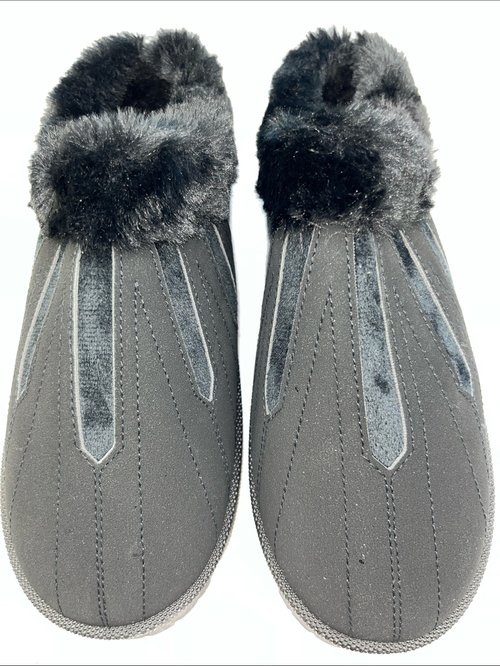 Brand New Women's Black Faux-Fur Lined Slip-On Slippers